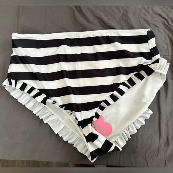 Sugar Thrillz Make My Debut Striped Ruffle Bikini Set - Black/White Barbiecore - Picture 4 of 12
